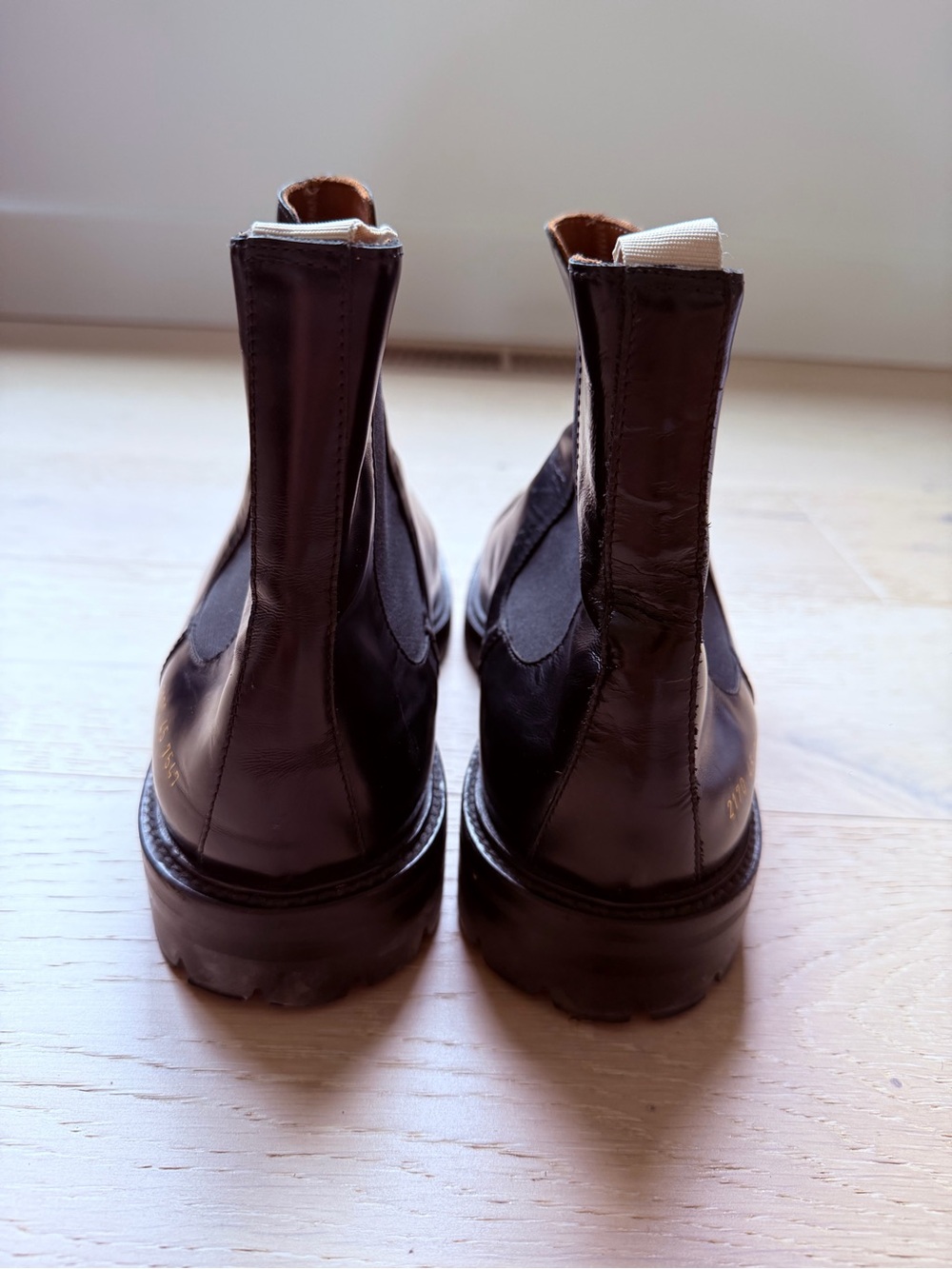 Common Projects Black Leather Lug Sole Chelsea Boots EU 45 - Picture 4 of 5